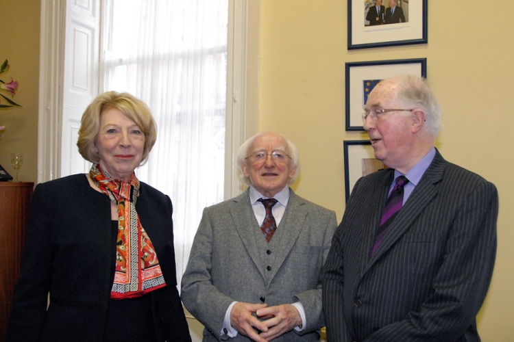 President of Ireland, Michael D Higgins, and First Lady, Sabina Higgins, in conversation with Brendan Halligan, Chairman of the Institute.