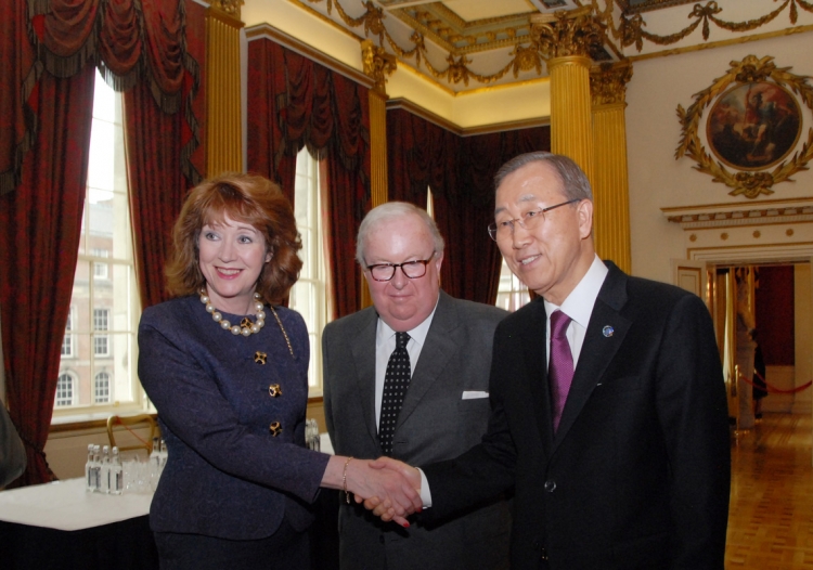 18. IIEA Director of Research, Jill Donoghue, with UN Secretary-General Ban Ki-moon and Richard Ryan, Former Irish Ambassador to the UN, New York, at the event to commemorate Ireland’s sixtieth anniversary as a member State in the United Nations
