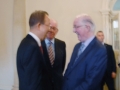 5.  Brendan Halligan, Chairman of the Institute for International and European Affairs, greets UN Secretary-General Ban Ki-moon at Dublin Castle