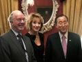 Brendan Halligan, Chairman IIEA, Jill Donoghue, IIEA VP for Research and Global Affairs, and Ban Ki-Moon during the visit by the UN Secretary General in July 2009